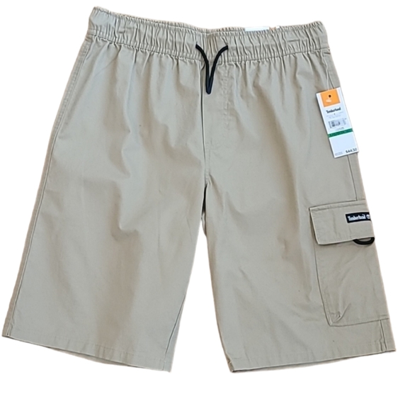 TIMBERLAND BRAND BOYS ELASTIC WAISTBAND PULL-ON KHAKI CARGO SHORTS SIZE LARGE - Picture 2 of 13